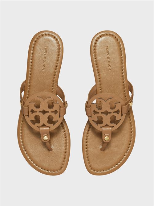 Leather sandal with laser-cut logo and studs TORY BURCH | 151169201